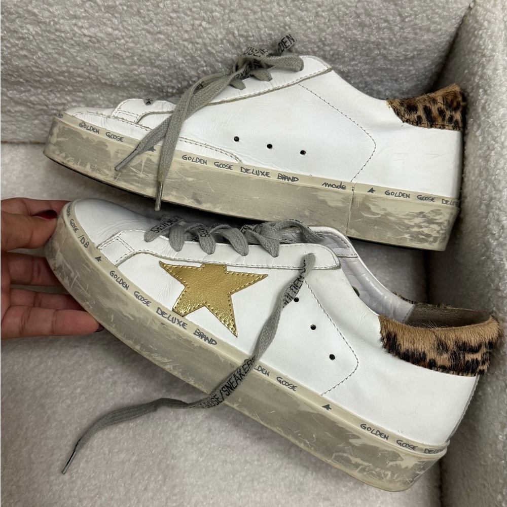 Golden Goose White and Gold Star Sneakers